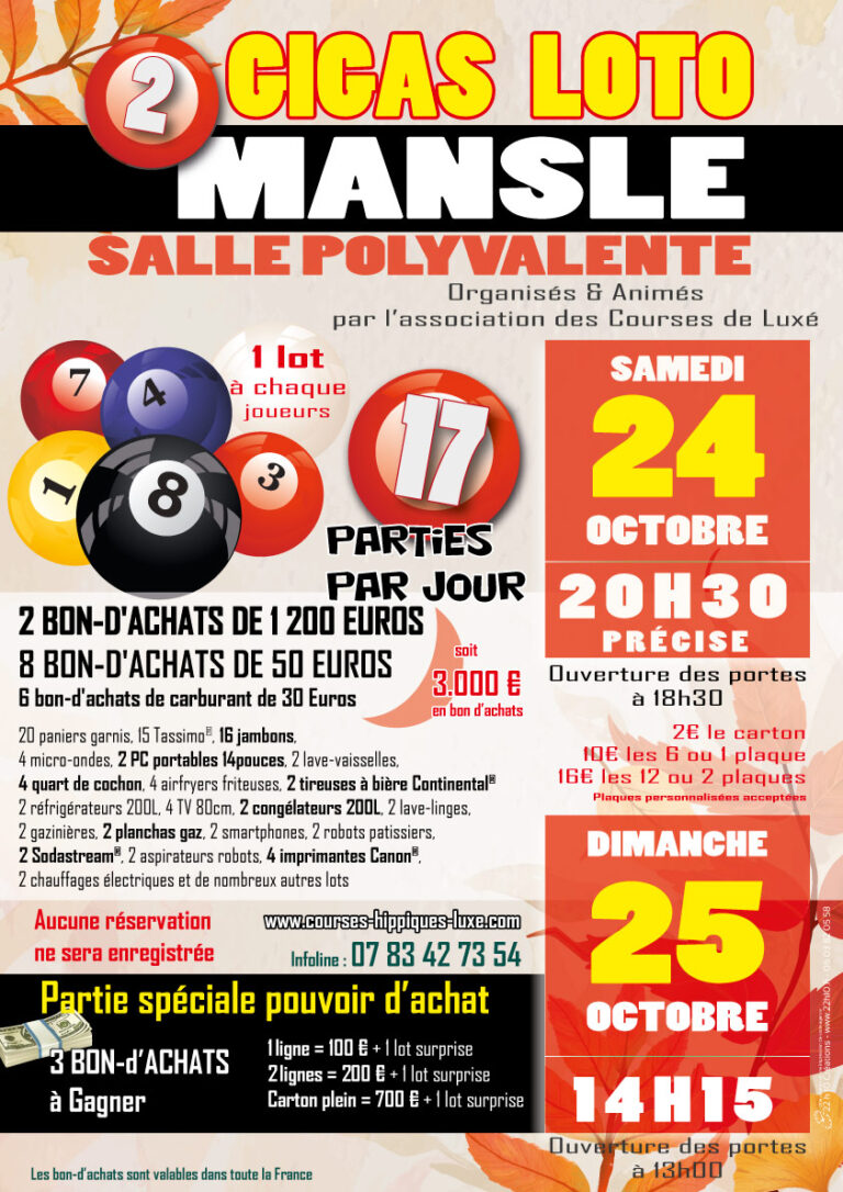 Loto d'octobre de l'Association des Courses de Luxé